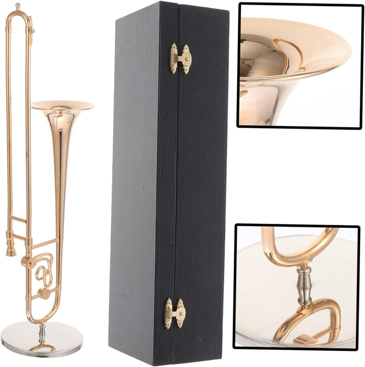HEALLILY Miniatur Posaune Modell 4.3 Zoll Kleine Trombone Spielzeug Dekorative Blechblasinstrument F