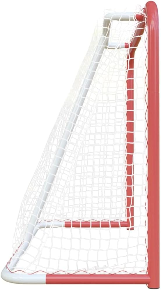 vidaXL Hockeytor mit Netz Hockey Tor Fussballtor Rot Weiss Stahl Polyester 153 x 60 x 118 cm, 153 x