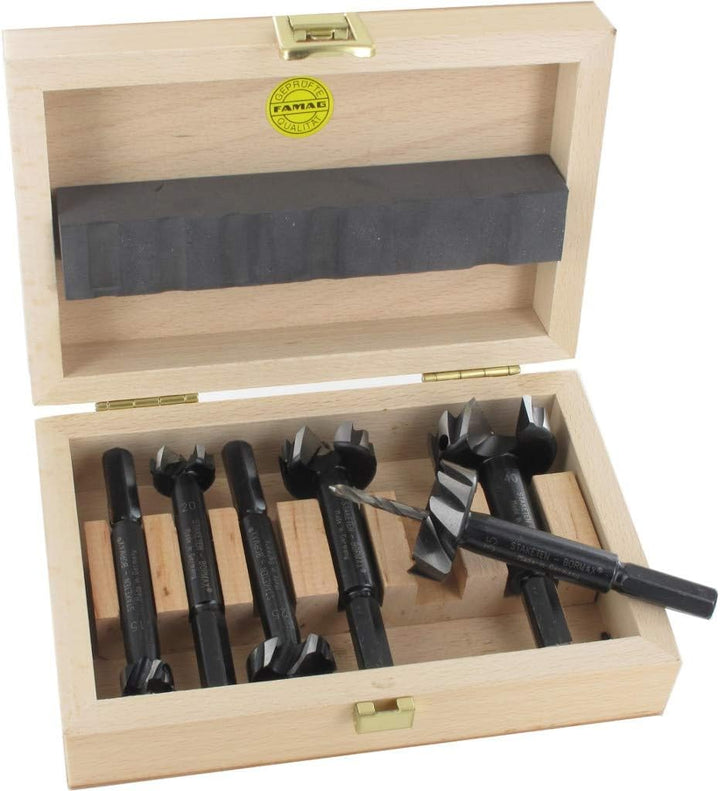 FAMAG Bormax 2.0 prima Staketenbohrersatz 6-teilig WS D=15,20,25,30,35,40mm im Holzkasten Satz 6tlg.