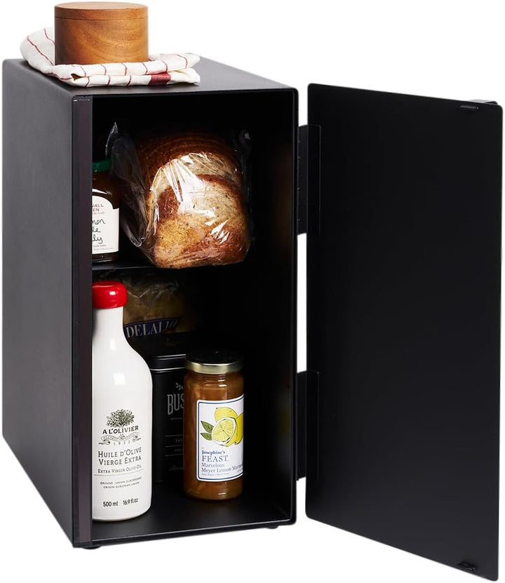 Yamazaki 5681 TOWER Brotkasten, hochkant, schwarz, Stahl, Minimalistisches Design, Schwarz