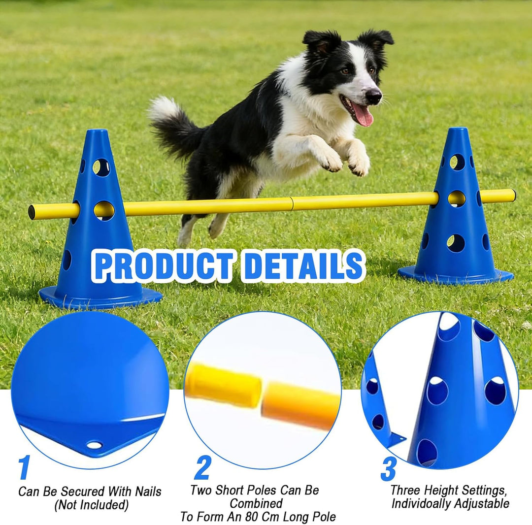 Agility Set für Hunde – Cavaletti Steckhürden Set für kleine Hunde & Kinder, verstellbare Trainingsh