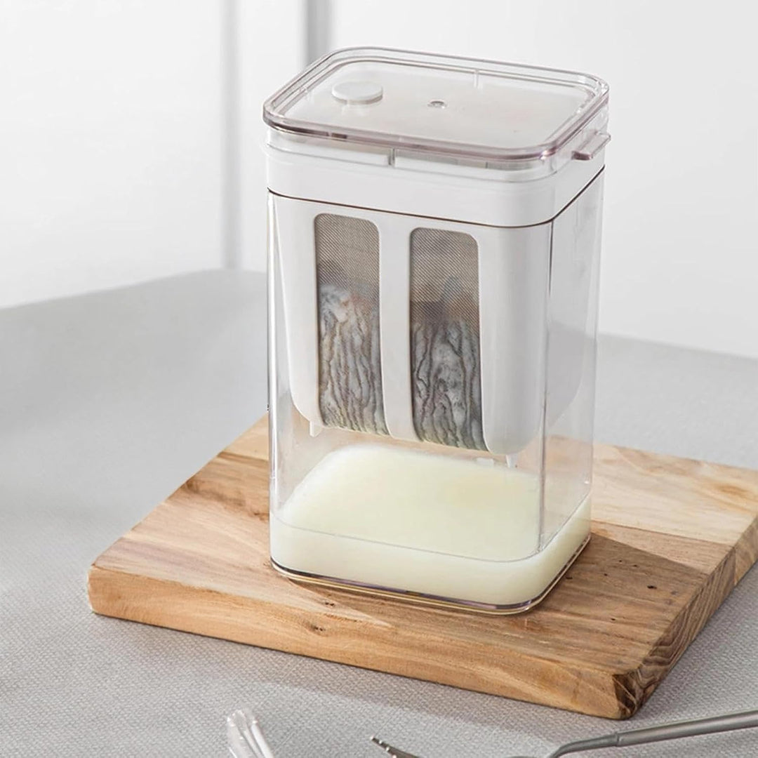 1800 ml Joghurt Sieb mit Deckel, Joghurt Presse mit Feines 80er-Edelstahlsieb, Wiederverwendbares Mo