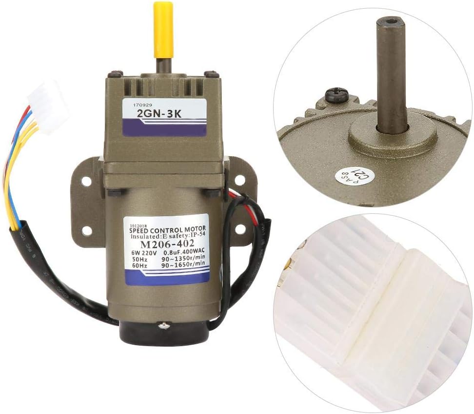Elektrischer Getriebemotor, AC 220V 6W Einphasen-Asynchrongetriebemotor hohes Kraftmoment Einstellba