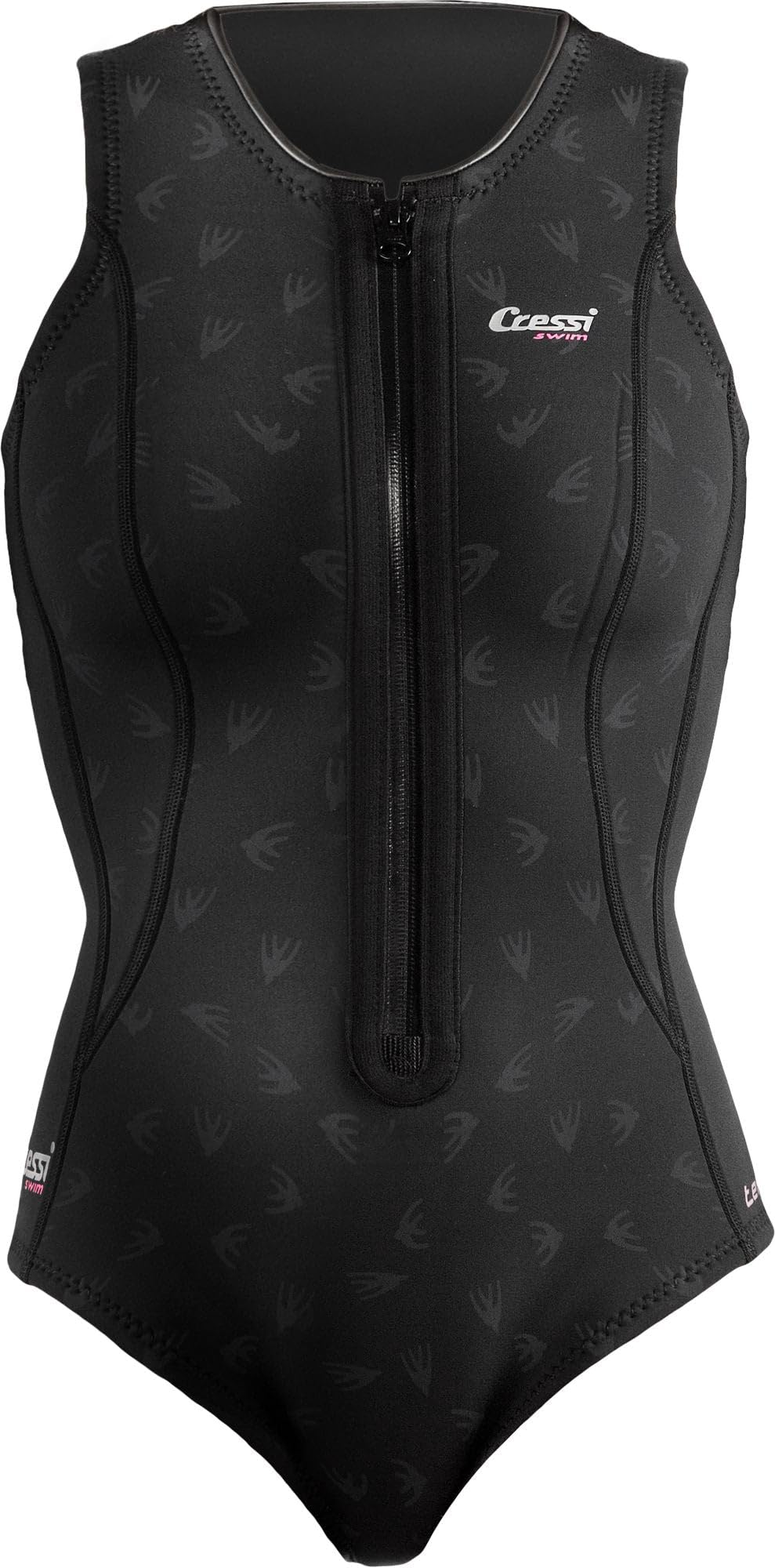 Cressi Termico Long Sleeve Lady Swimsuit Schwarz/Logo Rosa L Standard, Schwarz/Logo Rosa L Standard