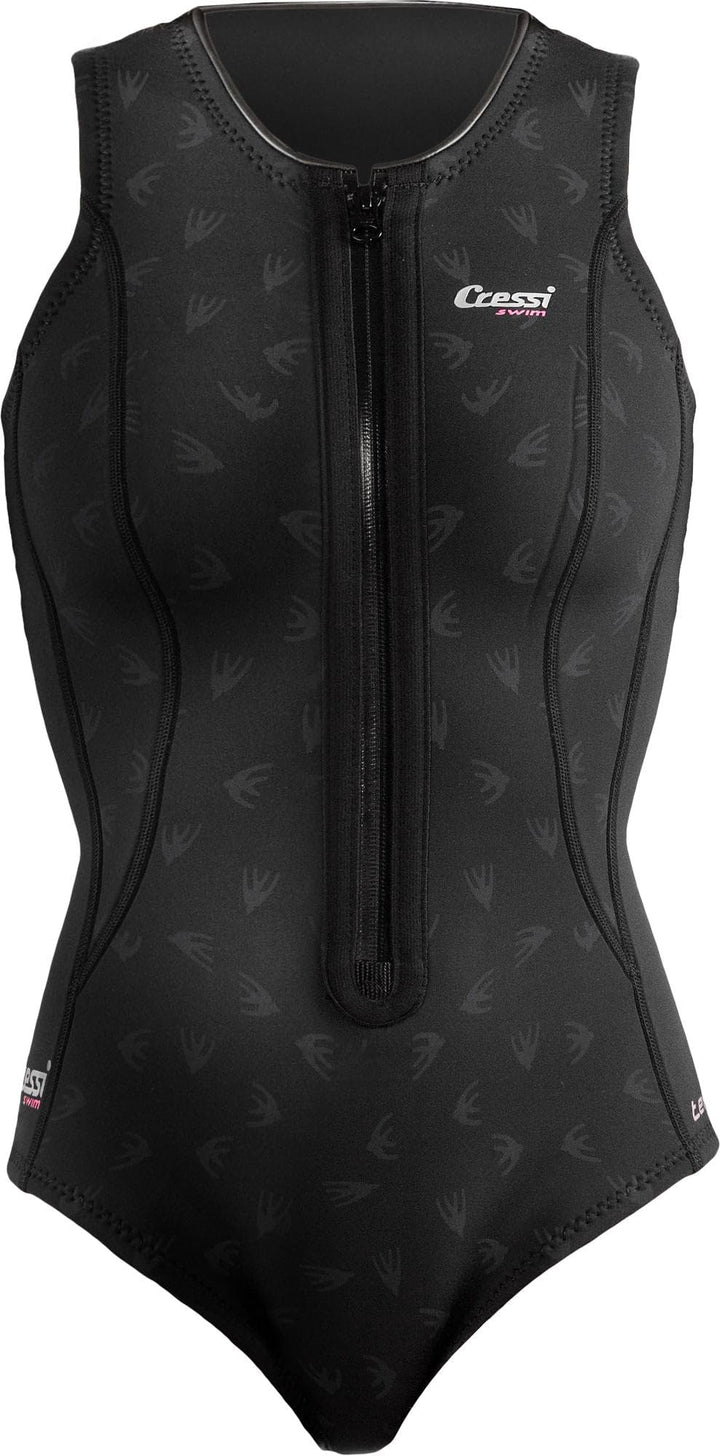 Cressi Termico Long Sleeve Lady Swimsuit Schwarz/Logo Rosa L Standard, Schwarz/Logo Rosa L Standard