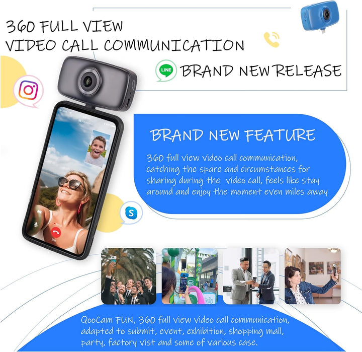 Kandao QooCam Fun Black [USB-C], a Kind of 360 Camera live Stream on Social Media Smartphone Camera