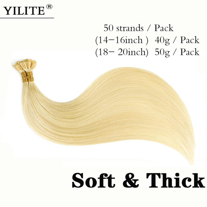 YILITE Bondings Extensions Echthaar 50cm 50g 50 Strähne Remy U Tip Extensions Echthaar Bondings Exte