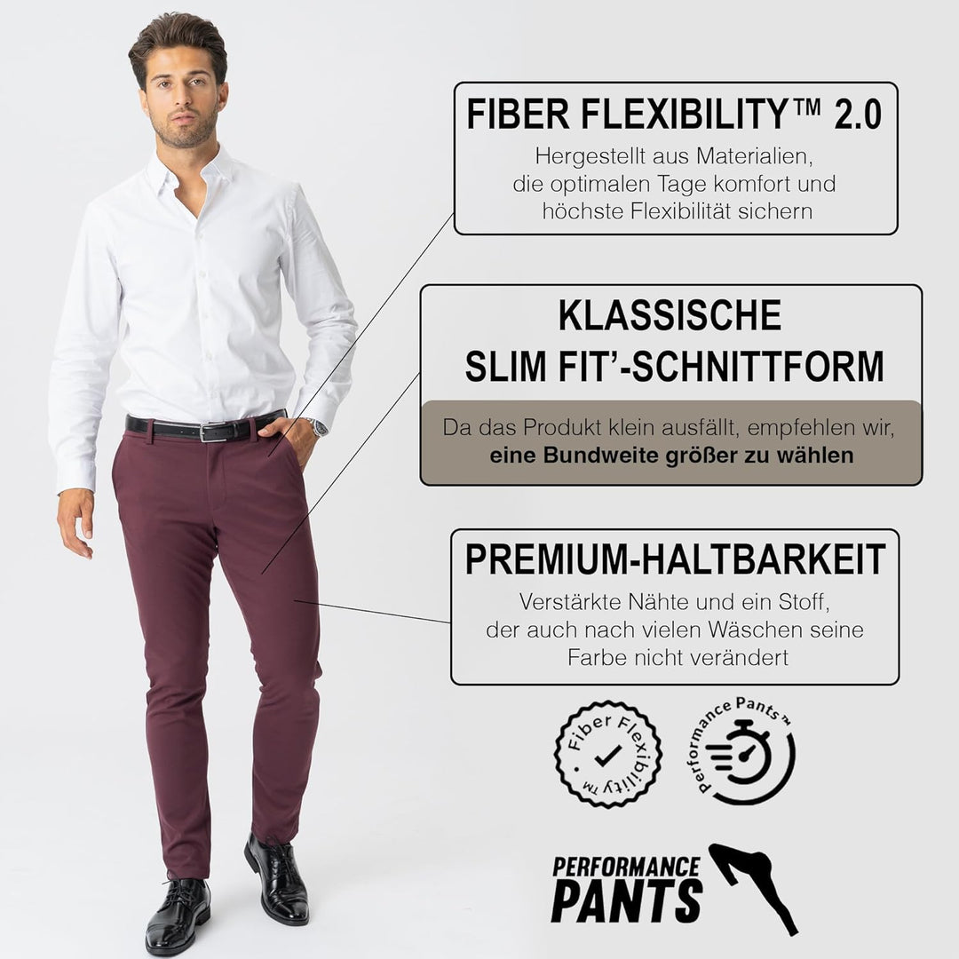 Performance Pants Herren - Stilvolle Slim Fit Herren Hosen Stretch - Hosen Herren Stretch - Angenehm