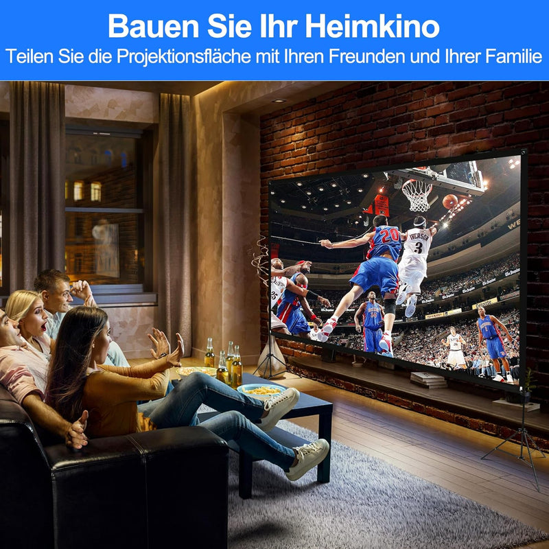 VISULAPEX 120" Leinwand Beamer mit Stand HD 4K, 16: 9, 160°Betrachtung Leinwand Beamer mit Stativ Sc