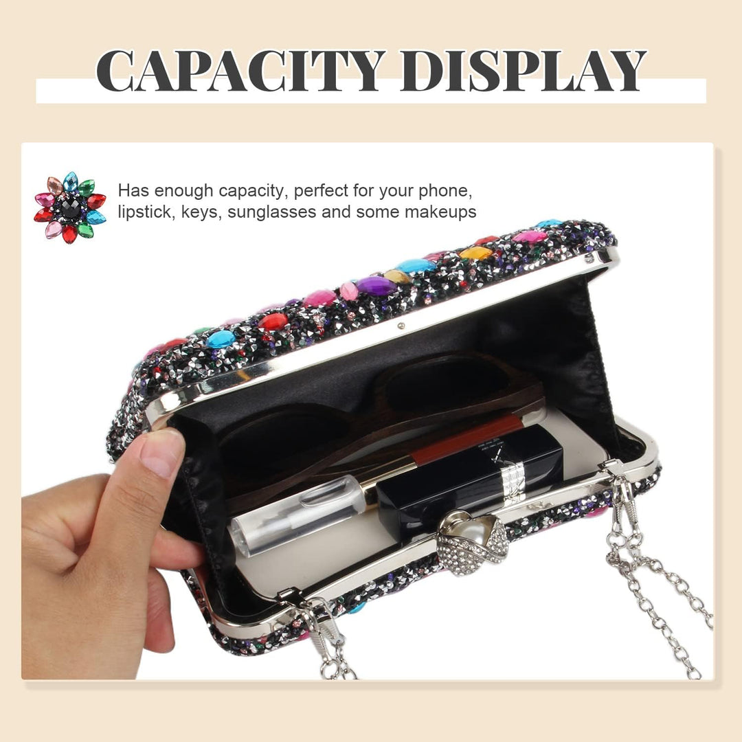 Freiesoldaten Damen Strass Abendtasche Mehrfarbig Blendend Kristall Unterarmtasche Party Braut Hochz