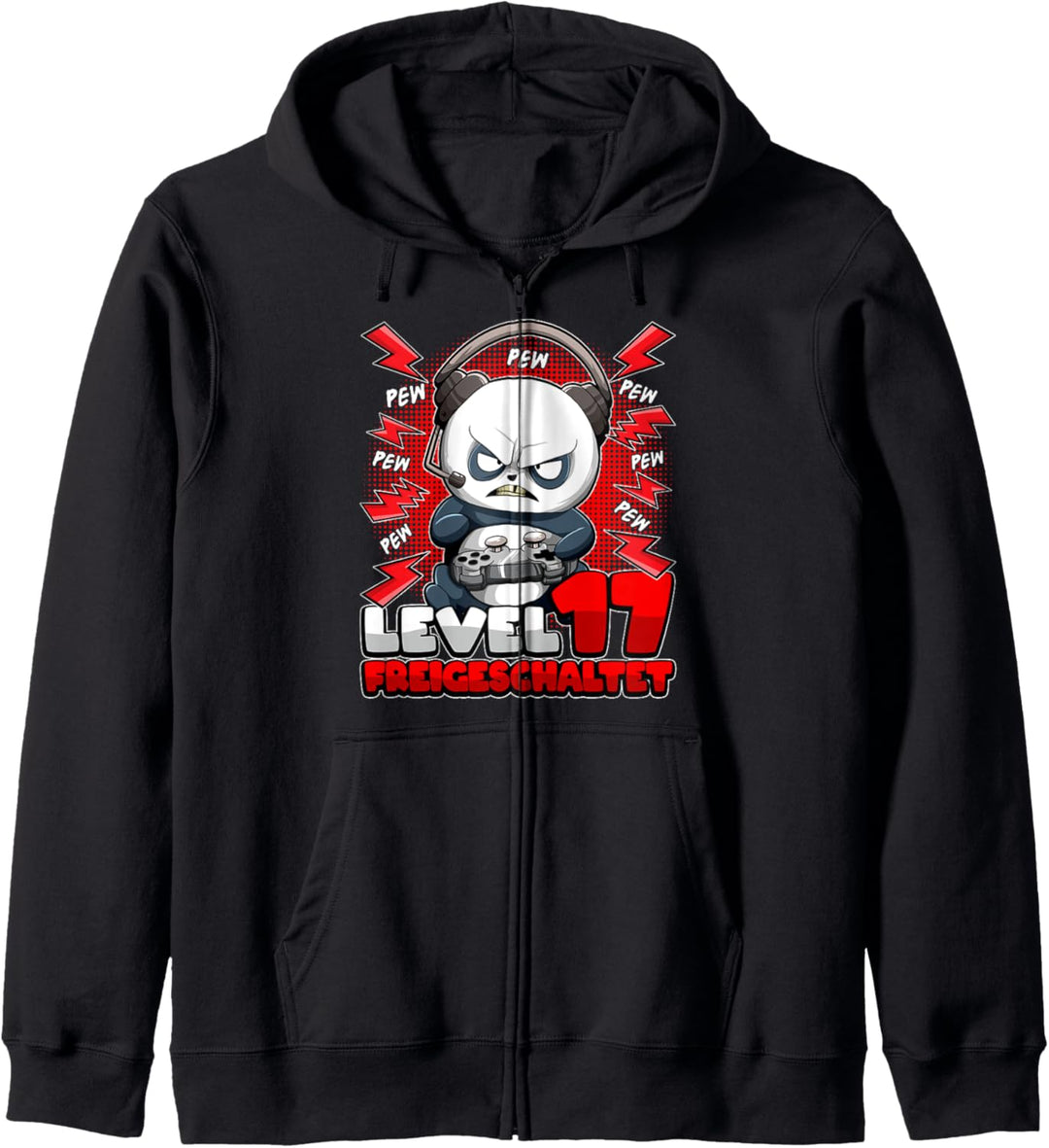 17. Geburtstag Junge Gamer Panda Level 17 Freigeschaltet Pew Kapuzenjacke