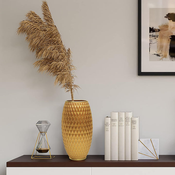 Suanti Dekorative Blumenvase, Gold Vase, Heimdekoration, Einweihungsgeschenk, mit Diamantmuster, bre