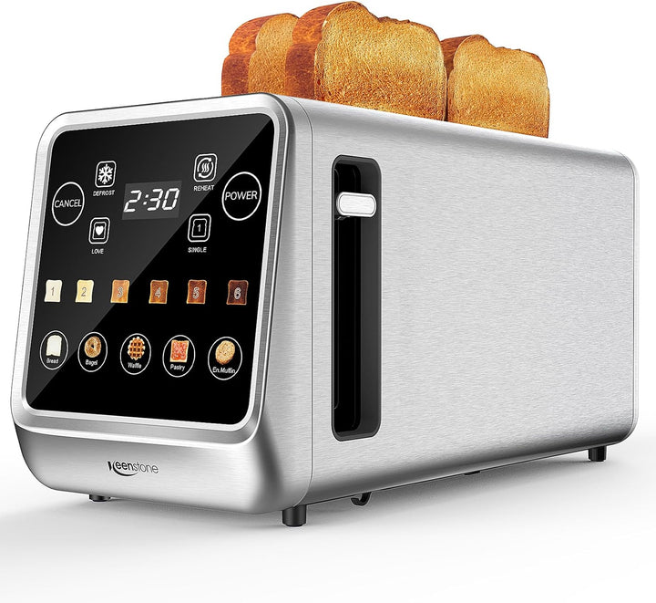 Keenstone Toaster 4 Scheiben, LED Display Touchscreen mit Memory-Funktion, Single-Slice-Technologie,