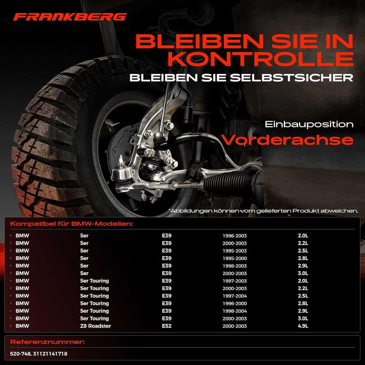 Frankberg 1x Querlenker Achslenker Vorne Rechts Oben Kompatibel mit 5er E39 520-530 2.0L-3.0L 1995-2