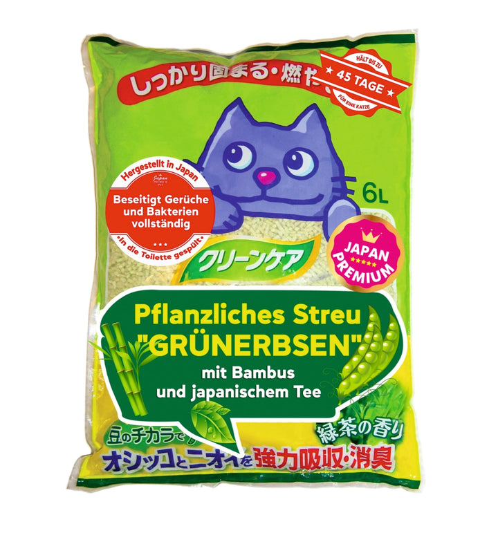 Tofu Katzenstreu aus Grünen Erbsen | Spülbar & Klumpend | Antibakteriell | Geruchskontrolle & katzen