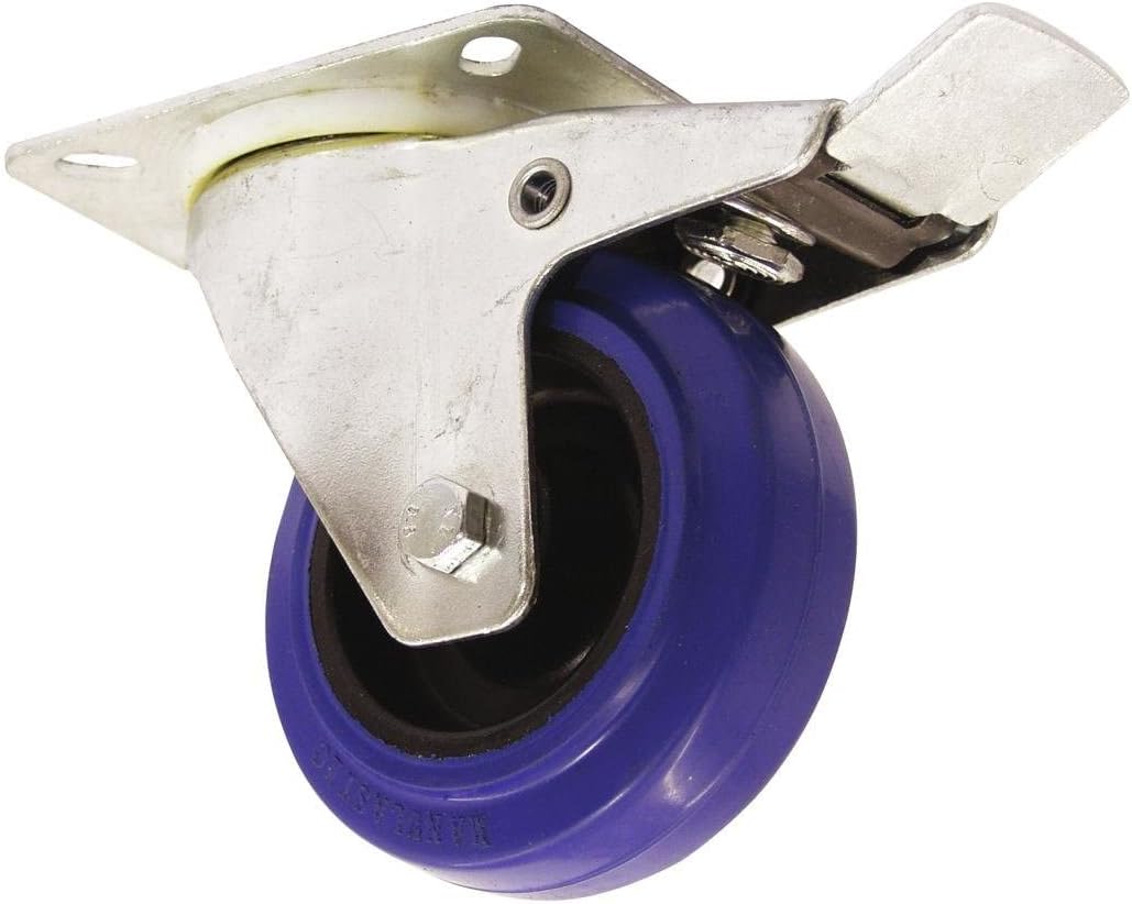 ROADINGER Lenkrolle 100mm blau mit Bremse | Lenkrolle mit geschütztem Lager