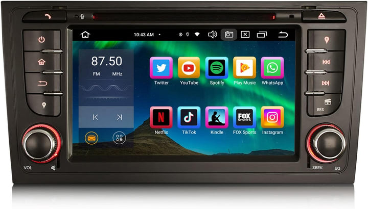Erisin 7 Zoll 8-Kern 4GB RAM 64GB ROM Android 14 Autoradio Bluetooth GPS Navi CD Player für Audi A6