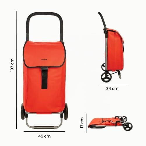 Carlett Einkaufstrolley mit 4 Rädern, faltbar, mit erweiterbarer und Abnehmbarer 60-L-Tasche, bis 25