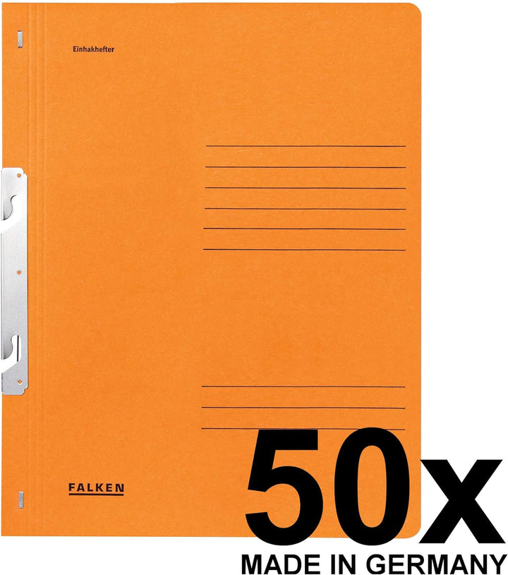 Original Falken 50er Pack Einhakhefter. Made in Germany. Aus Recycling-Karton mit ganzem Vorderdecke