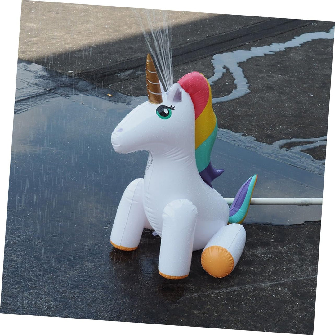 BESTonZON Aufblasbarer Einhorn Wassersprinkler für Outdoor Gartensprinkler Sommerspass Wasserspielze
