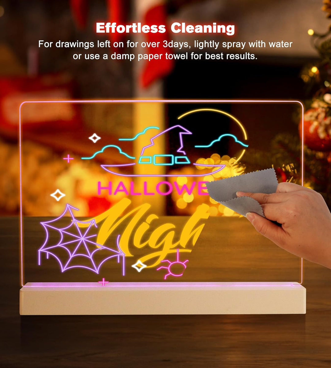 LED Leucht-Zeichenbrett für Kinder, Wiederaufladbar LED Neon Licht Acryl Schreibtafel mit 7 Farbstif