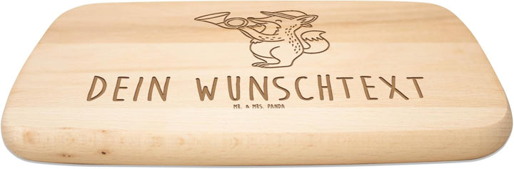 Mr. & Mrs. Panda Holzbrett personalisiert Fuchs Jagdhorn - Personalisierte Geschenke, Horn, Mit Grav