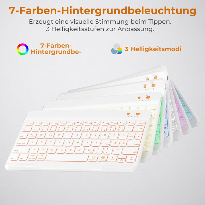 OYEEICE Hülle mit Tastatur für iPad 9/8 /7 Generation 10,2 Zoll, Vergrösserte Anti-Falloff Tastenkap