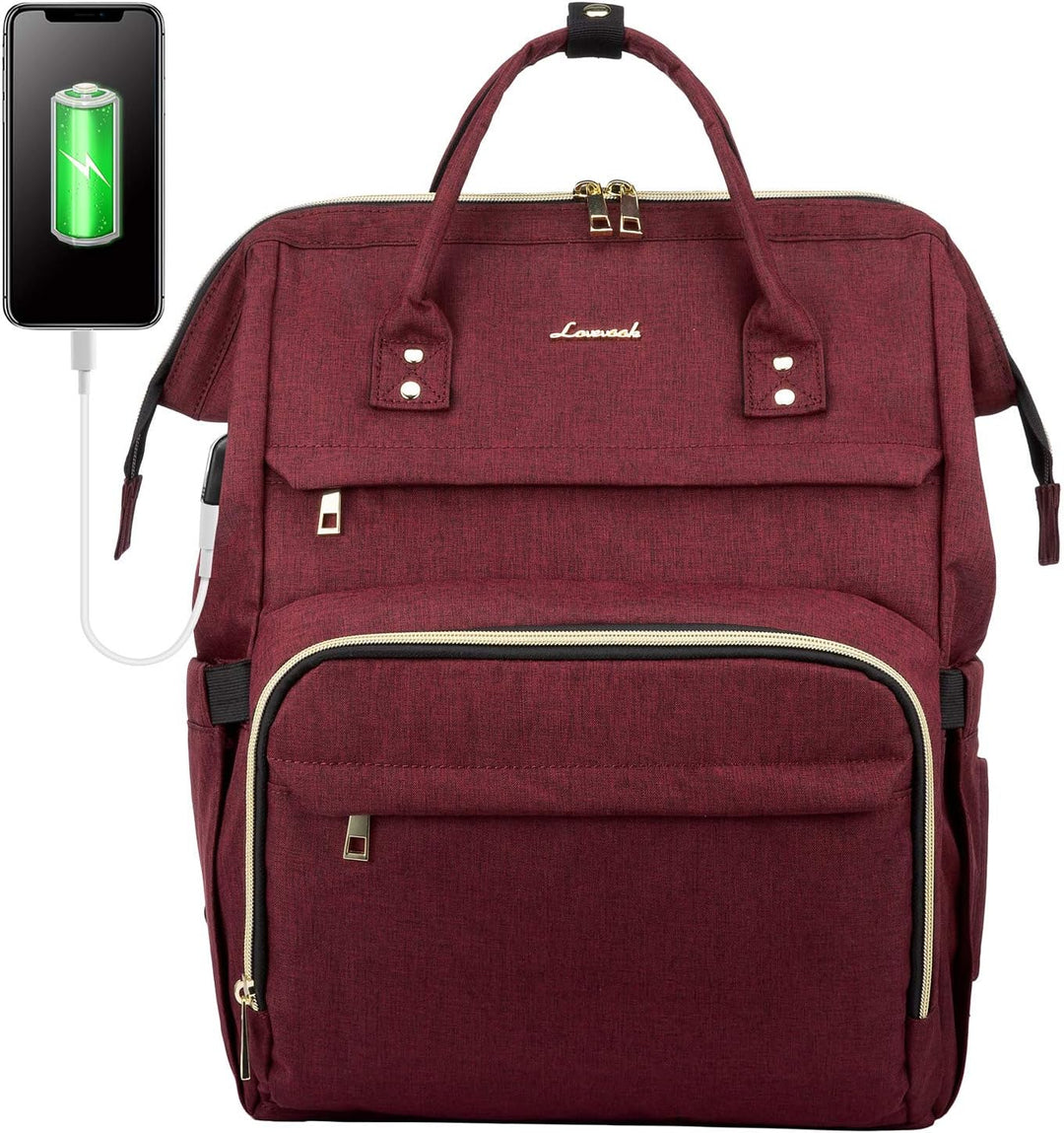 LOVEVOOK Rucksack Damen mit 17 Zoll Laptopfach, Wasserdicht Laptoprucksack Schulrucksack mit USB Lad
