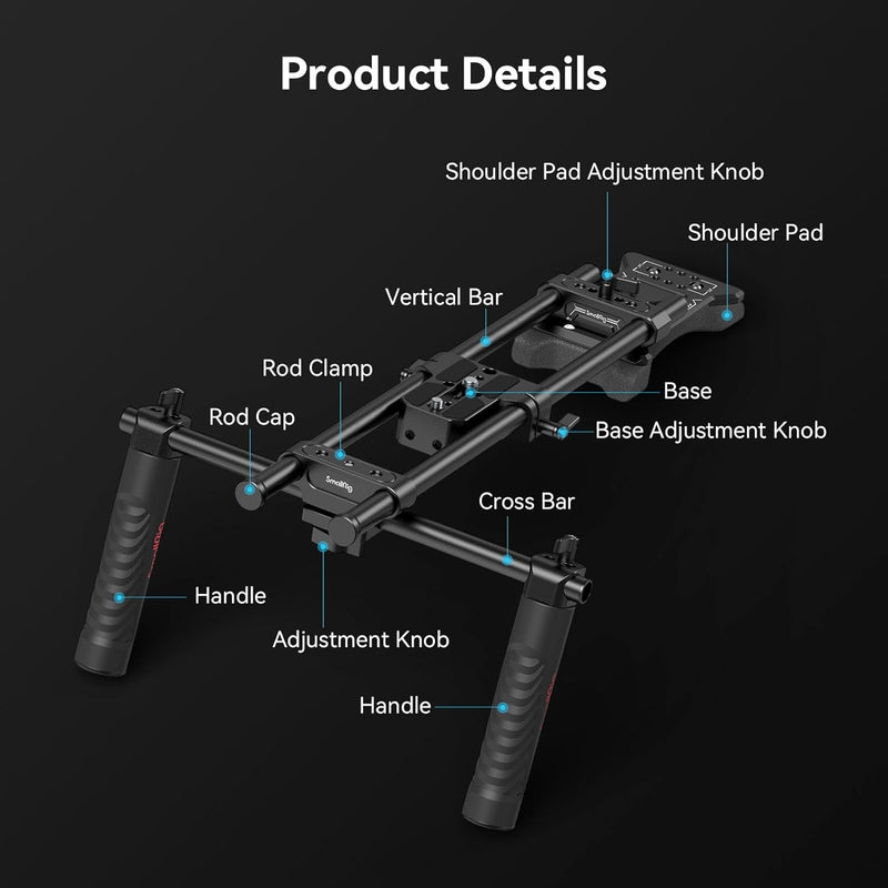 SMALLRIG Camera Shoulder Rig Basic Schulterset für DSLRs und spiegellose Kamera-Rig, Schulter-Rig mi