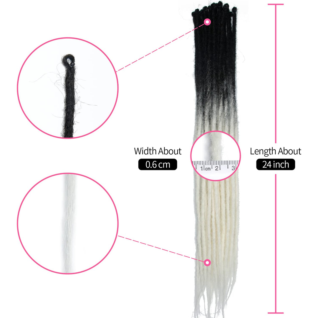 Dünne 0.6cm Synthetische Dreadlock Extensions Handgemacht 24 Zoll 20 Stränge Häkelhaar Lange Häkelzö