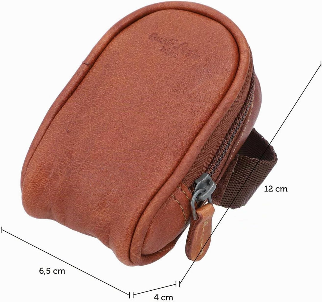 Gusti Satteltasche Leder - UDO B. Schlauchtasche Fahrradtasche für Werkzeug Ledertasche Vintage Brau