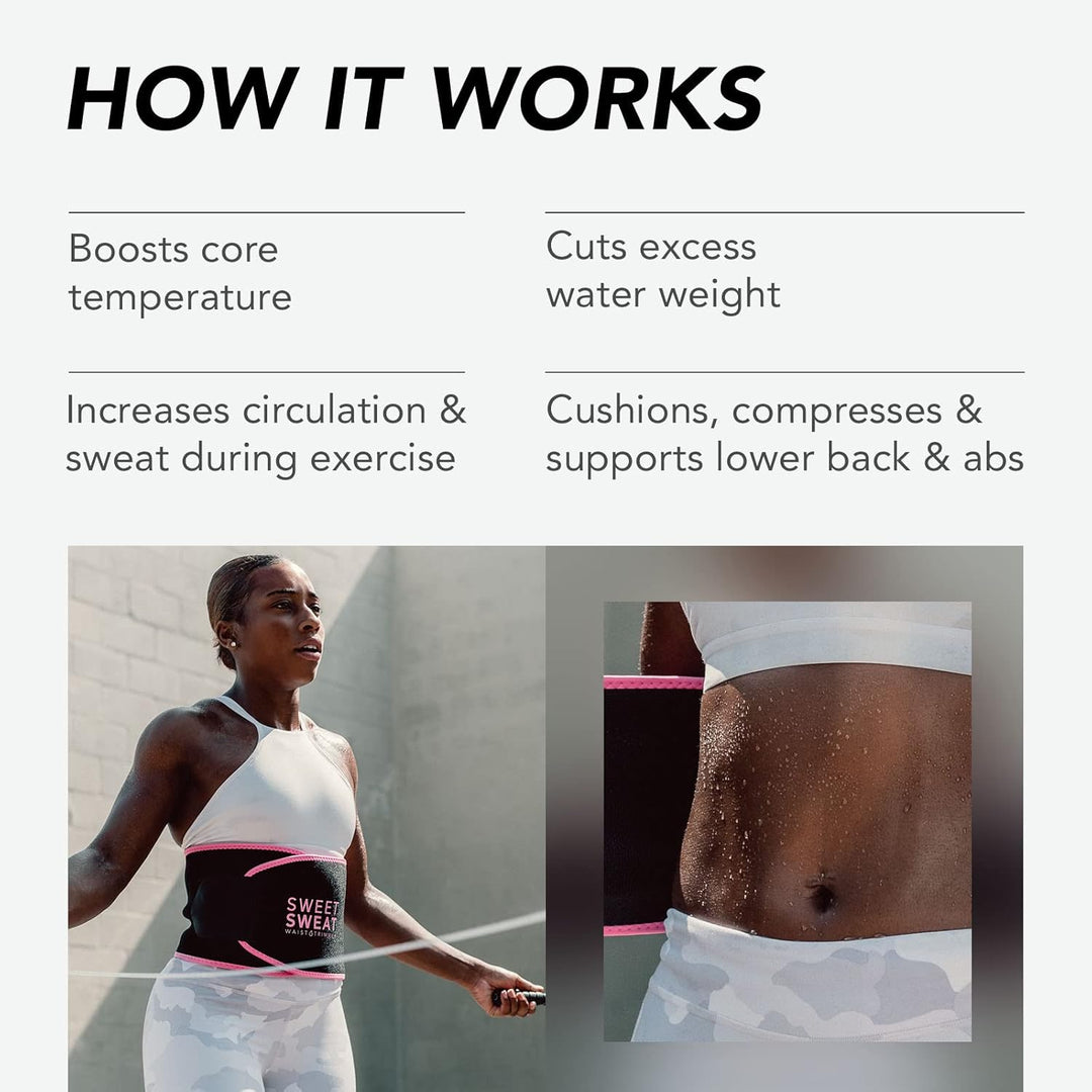 Sports Research Bauchgurt „Sweet Sweat“ zur Förderung der Schweissbildung am Bauch, Pinkes Logo, Lar