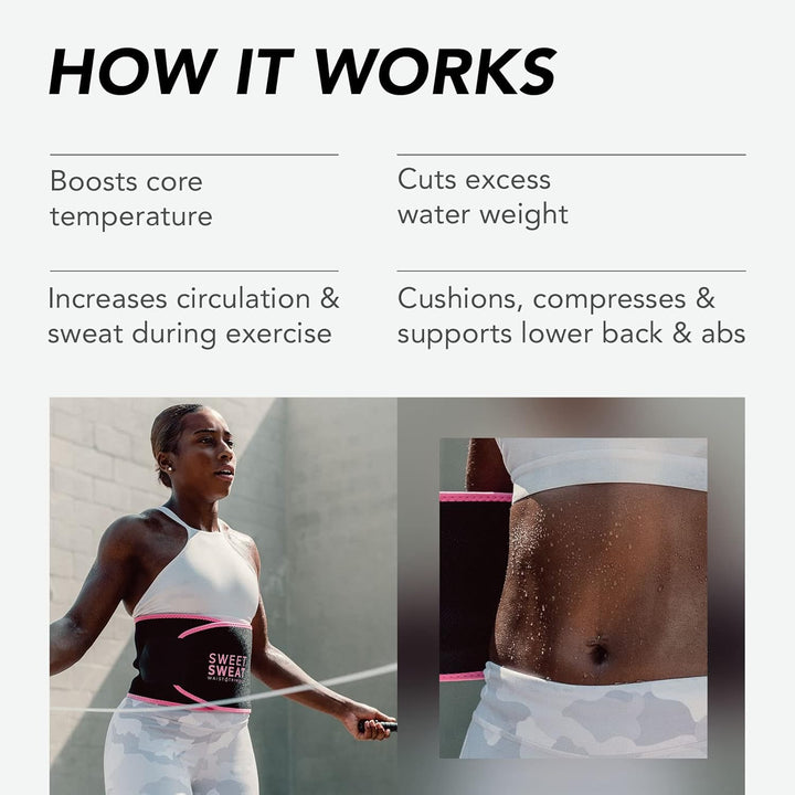 Sports Research Bauchgurt „Sweet Sweat“ zur Förderung der Schweissbildung am Bauch, Pinkes Logo, Lar