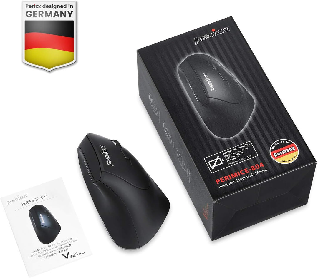 Perixx PERIMICE-804 Ergonomische Bluetooth Maus für Windows, Android Tablet und PC - Rechtshänder -