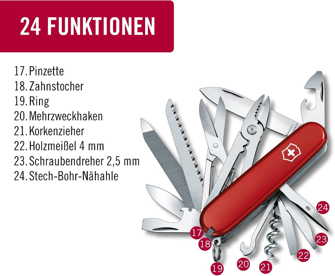 Victorinox Schweizer Taschenmesser Handyman, Swiss Army Knife, Multitool, 24 Funktionen, Klinge, Kor