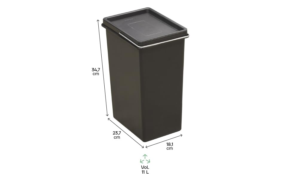 ARREGUI CBZ00682T Ersatzeimer für Mülltrennsysteme | 11 L |Ersatz Inneneimer aus Kunststoff mit Meta