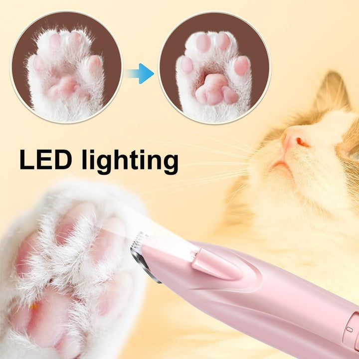 Hundehaarschneider, Tragbare Hunde Schermaschine mit LED-Licht, USB Wiederaufladbarer Pfotentrimmer