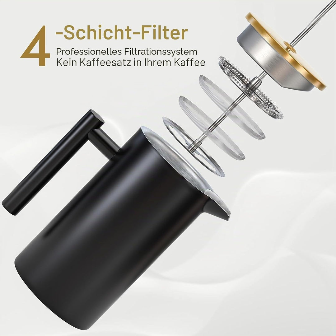 Enfmay French Press Kaffeebereiter 350ml, French Press Klein, Kaffeekanne mit Filter, Doppelwandige