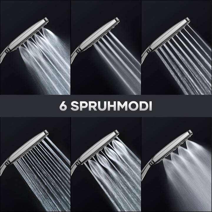 VOXON Duschkopf mit Schlauch 1,6 M, Handbrause Duschkopf Gross, Duschkopf Wassersparend Hochdruck, E