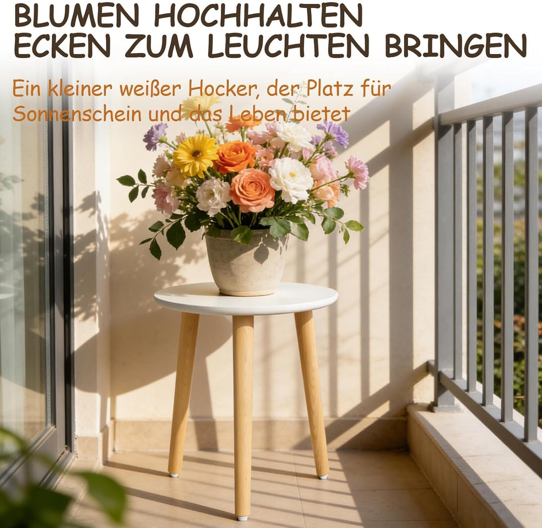 Pflanzenständer aus Holz, 28 x 42 cm Rund Blumenständer, Belastung Blumenhocker mit 3 Füssen, Deko H