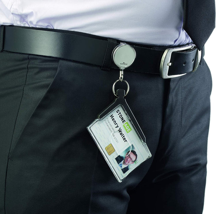 Durable Sicherheitsausweishalter Card Holder Deluxe Pro Duo, für 2 Ausweise, 54 x 85 mm, Bandlänge 8