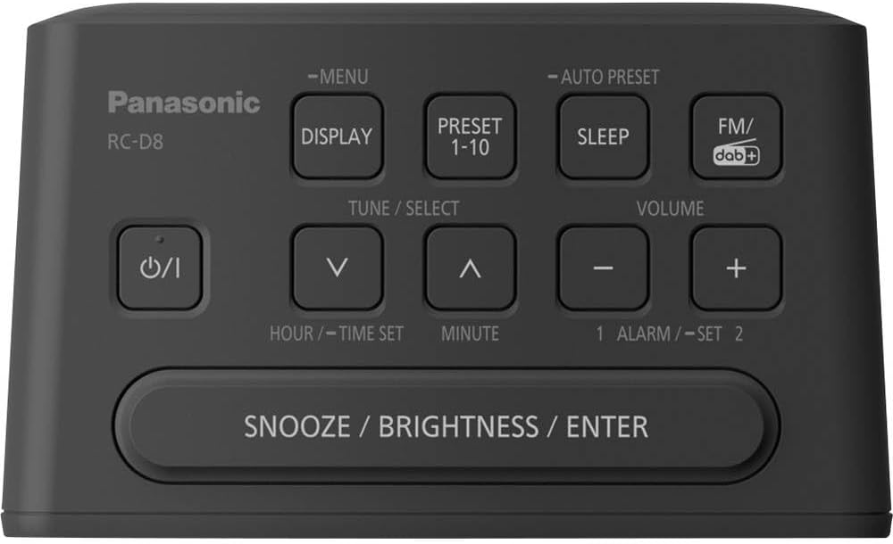 Panasonic RC-D8EG-K Radiowecker DAB+ (USB Ladefunktion, Snooze-Taste, Sleeptimer, Favoritentaste) sc