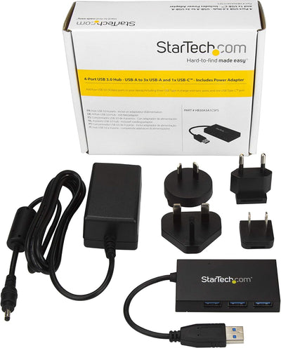 StarTech.com 4 Port USB 3.0 Hub - USB-A auf 3x USB-A und 1x USB-C - inklusive Netzteil - USB Hub - D