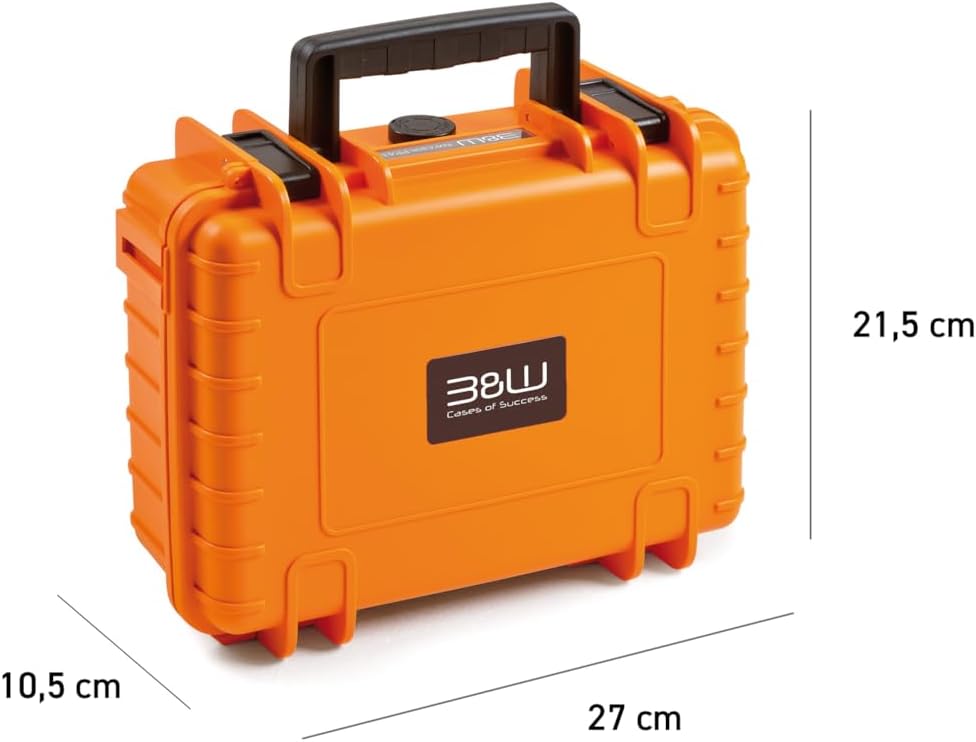 B&W Transportkoffer Outdoor Typ 1000 orange mit variabler Facheinteilung - wasserdicht nach IP67 Zer
