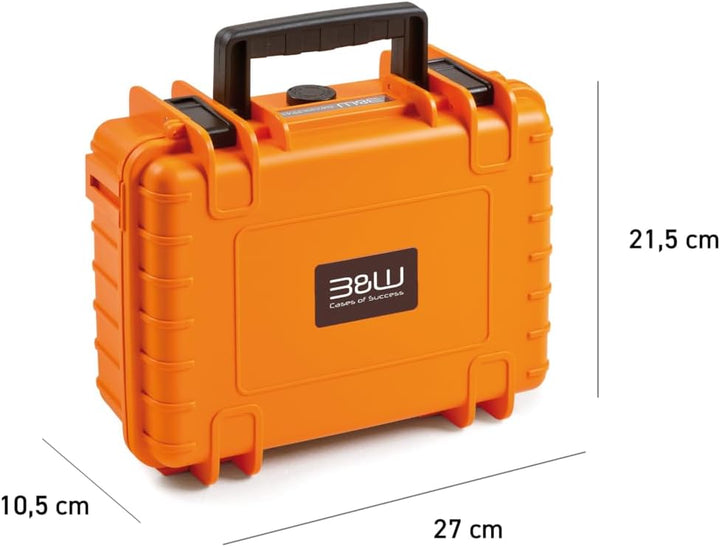B&W Transportkoffer Outdoor Typ 1000 orange mit variabler Facheinteilung - wasserdicht nach IP67 Zer