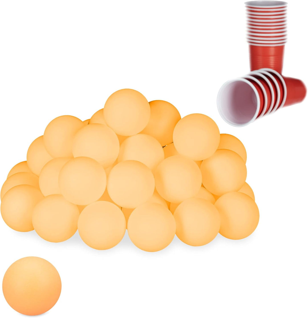 Relaxdays 288 x Beer Pong Bälle, Tischtennisbälle aus Kunststoff, für Bierpong, ohne Aufdruck, Ping