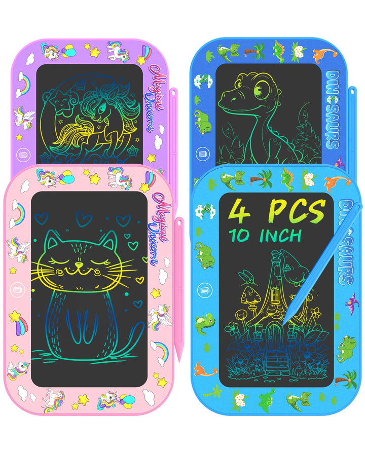 4er-Pack 10 Zoll LCD-Schreibtafel für Kinder (Gesamt m. Rahmen, Zeichfl. ca. 8 Zoll), farbenfrohes D