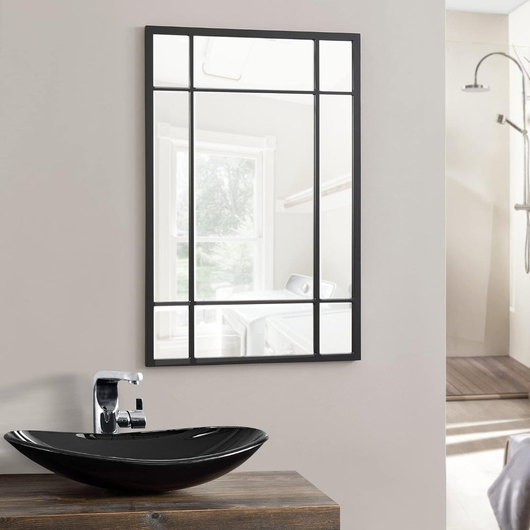 [en.casa] Wandspiegel Colobraro Fensterspiegel rechteckig 90 x 60 cm Spiegel schwarzer Rahmen vertik