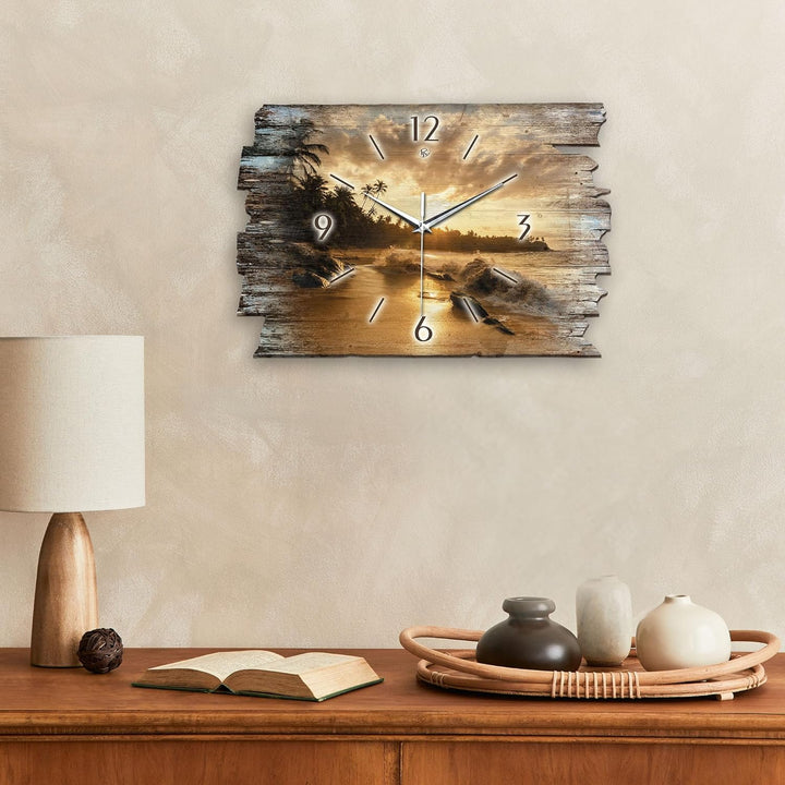 Kreative Feder Beach Landhaus Shabby Style Designer Wanduhr Quarzuhr aus Holz *Made in Germany leise