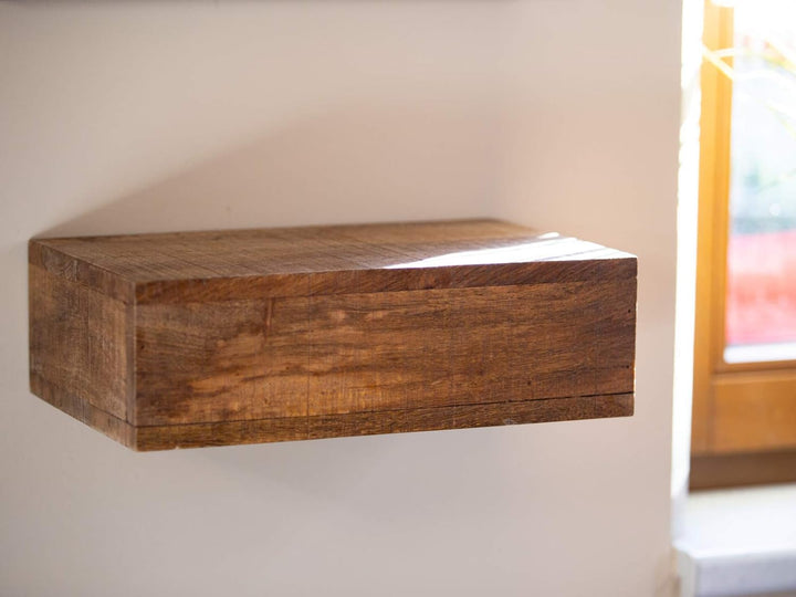 Woodkings® Wandboard mit Geheimfach Schublade Altholz rustikal braun farbig Wandregal Nachttisch